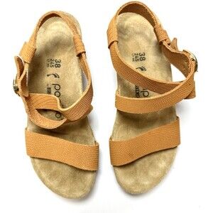 Papillio Birkenstock Sibyl Wedge Sandals  Burnt Orange Embossed Leather EU 38